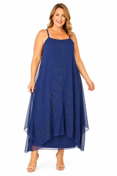 Dresses & Skirts - Catherines Blue Rhinestone Sleeveless Dress Plus Size 22W Lined Formal Evening